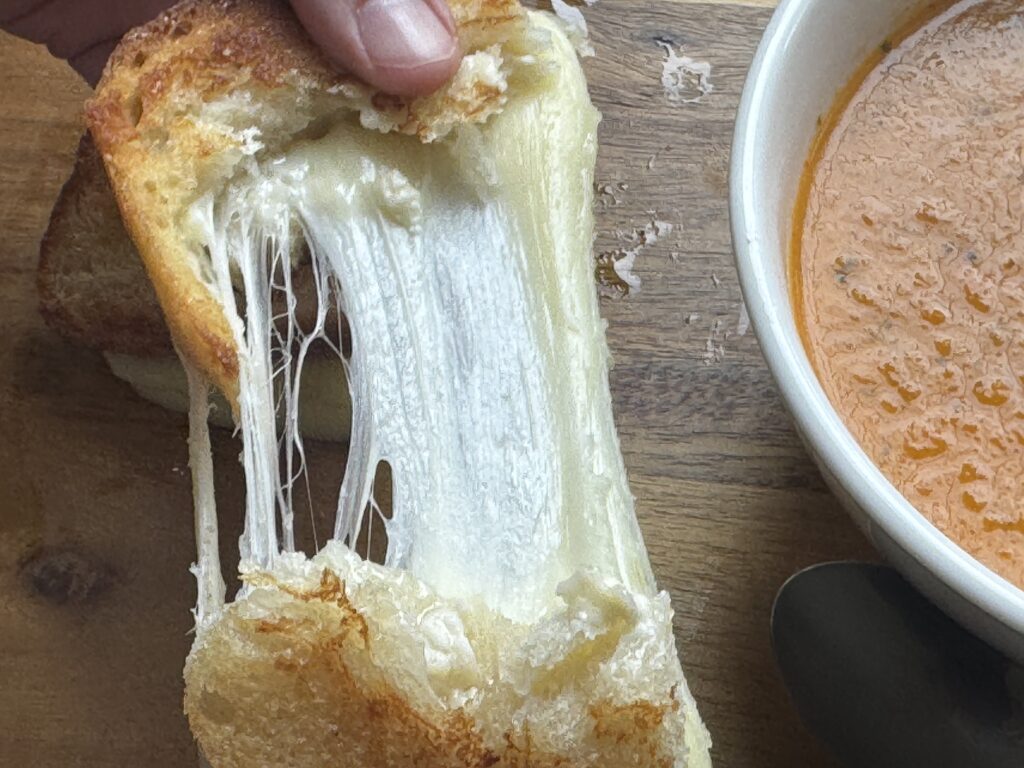pulled apart grilled cheese